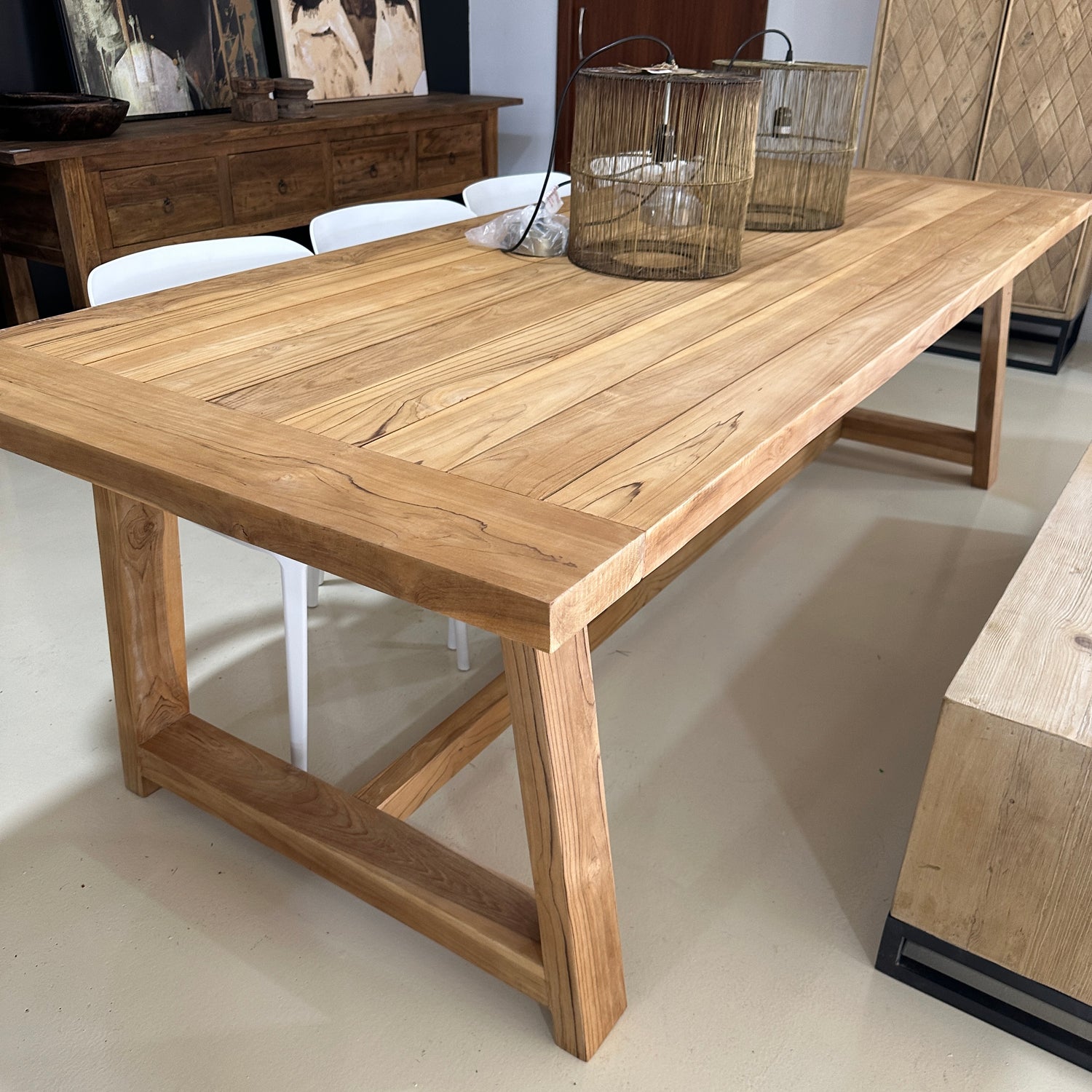 Teak dining outdoors 260cm