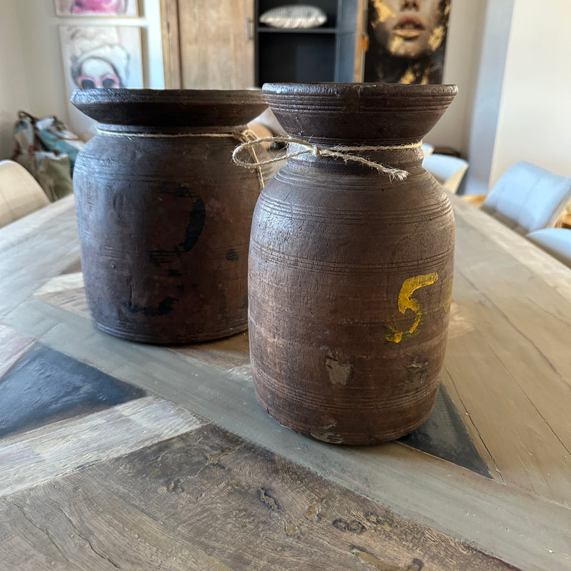 Old wooden pots