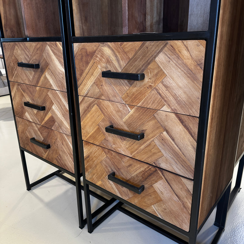 Cabinet teak herringbone