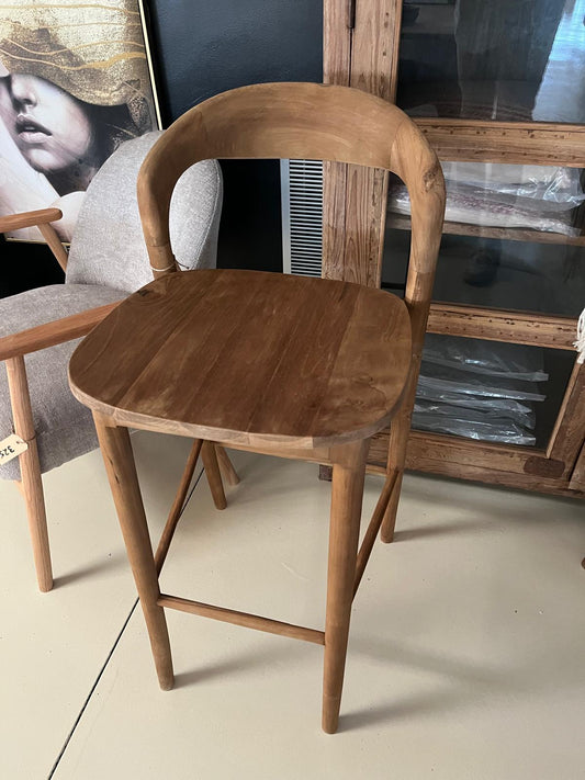 Various teak wooden bar stools