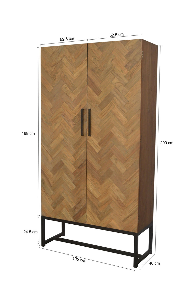 Cabinet teak herringbone