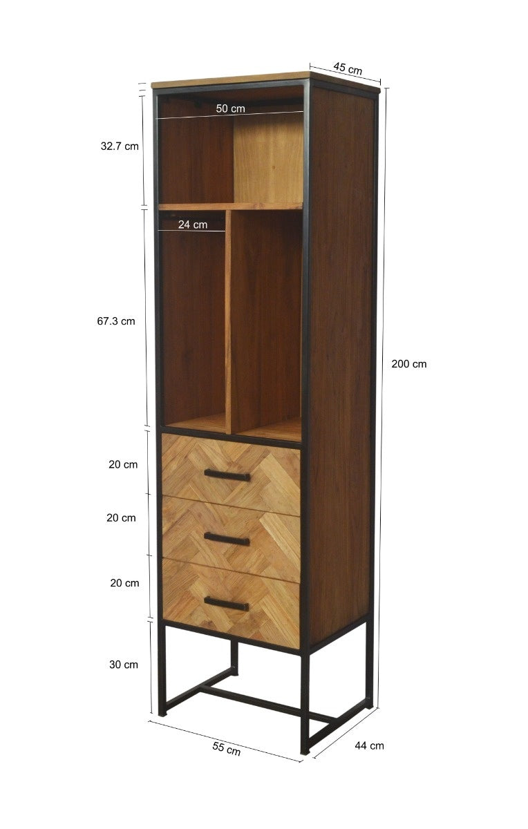 Cabinet teak herringbone